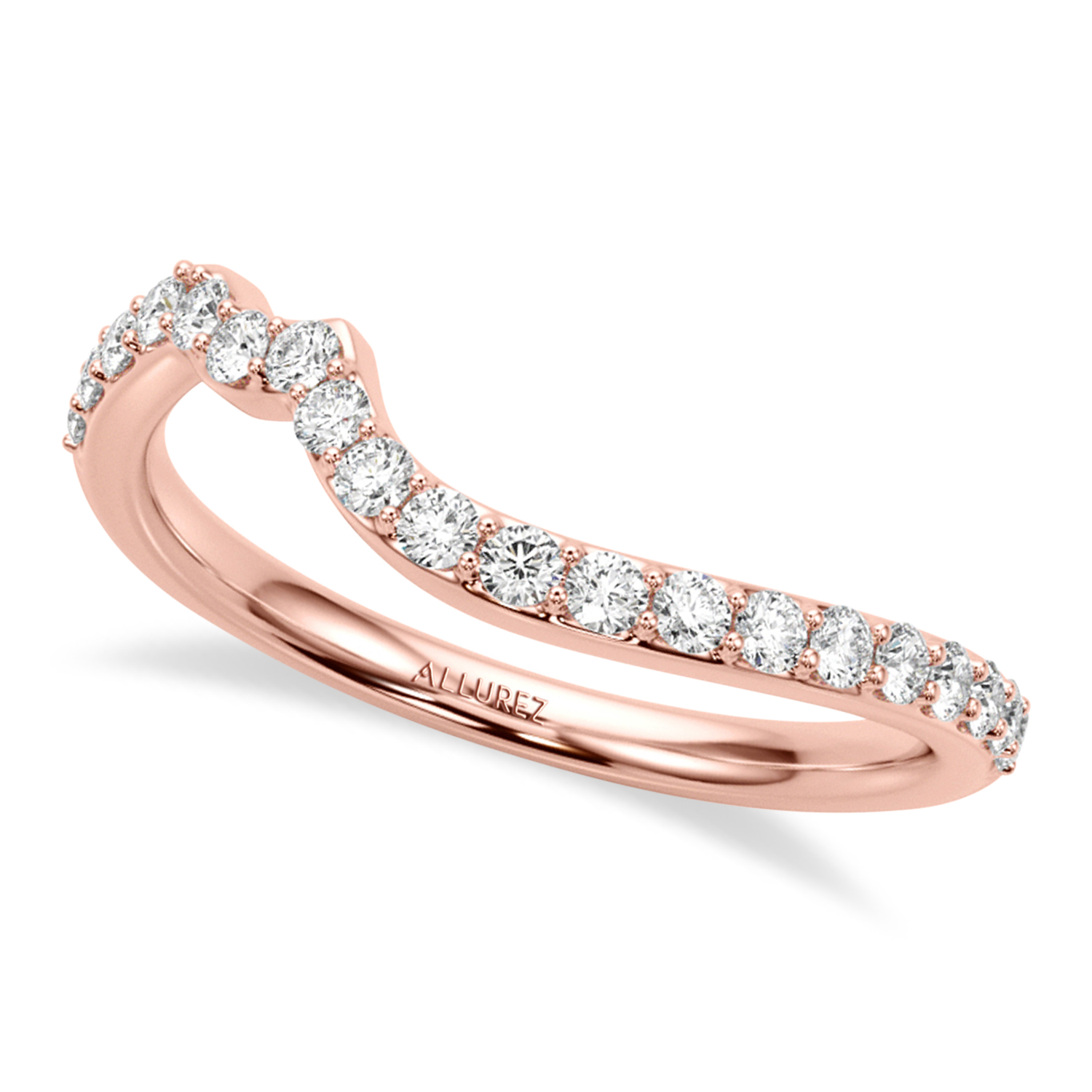 Swirl Design Lab Grown Diamond & Marquise Sapphire Bridal Ring Set 14K Rose Gold (0.96ct)